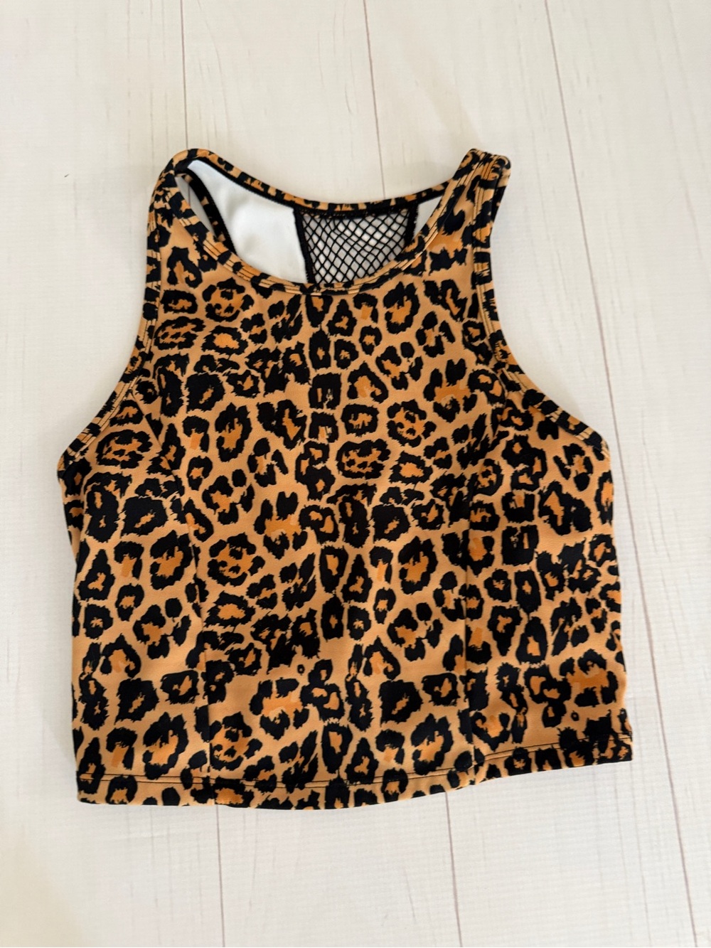 CB Collective Leopard Print Cropped Tank Top - Black & Tan Size Medium